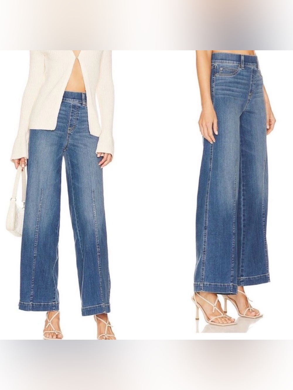 Spanx Seamed-Front High Rise Wide Leg Tall Jeans Vintage Indigo.